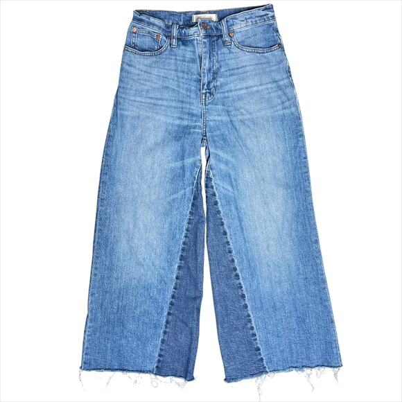 Madewell Denim - MADEWELL Wide-Leg Crop Jeans Gusset Edition in Jerry Two-Tone Wash Size 26